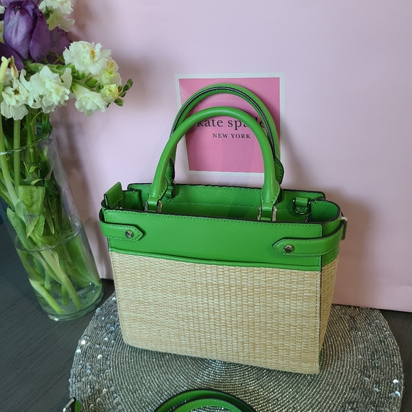 Kate Spade Green Wicker Bag & Wallet Set - Like new - Picture 4 of 16